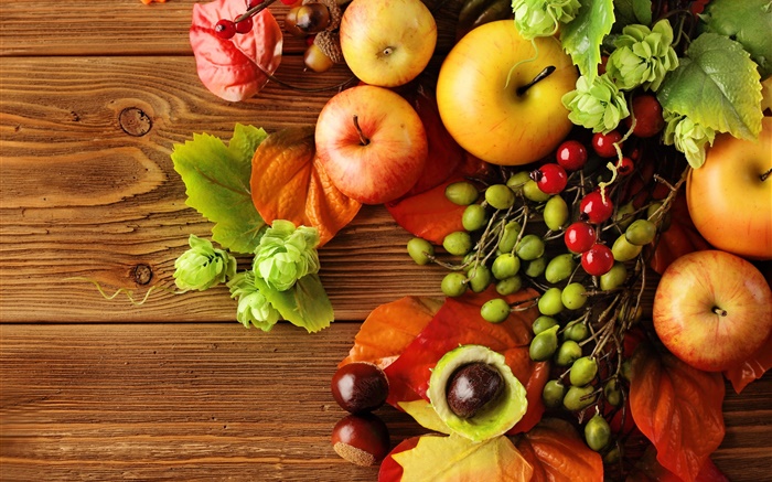 아직도 인생, 수확, 과일, 사과, 딸기, 가을 배경 화면 그림