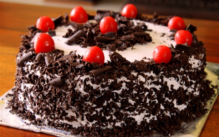 블랙 포레스트 케이크, 붉은 열매 배경 화면 그림