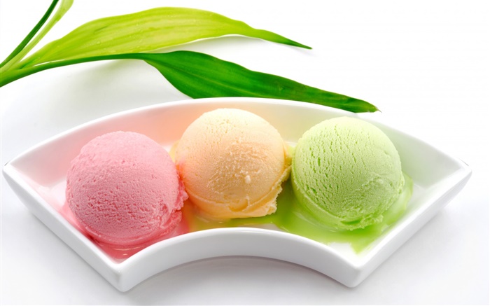 아이스크림 공, 화려한 핑크, 오렌지, 녹색 배경 화면 그림