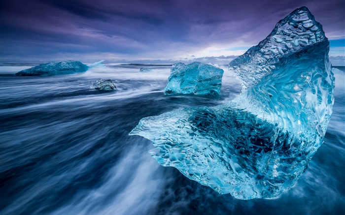 아이슬란드, 빙산, 바다, 얼음 배경 화면 그림
