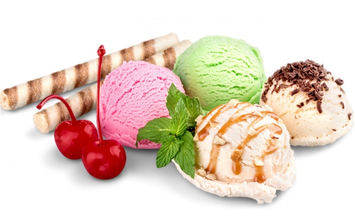 여름 달콤한 음식, 아이스크림 공 배경 화면 그림