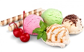 여름 달콤한 음식, 아이스크림 공 HD 배경 화면