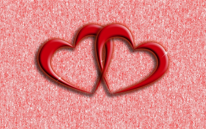 두 개의 빨간색 사랑의 마음, 추상적 인 배경 배경 화면 그림