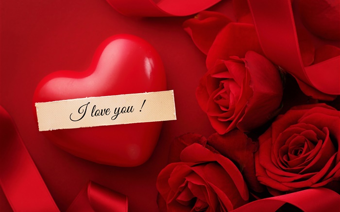 발렌타인 데이, 당신이, 심장, 붉은 장미 꽃 사랑 배경 화면 그림
