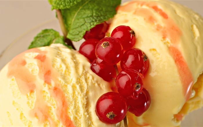 맛있는 디저트, 아이스크림, 딸기 배경 화면 그림