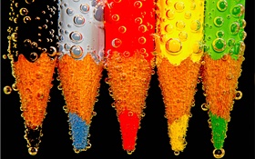 다채로운 연필, 물 HD 배경 화면