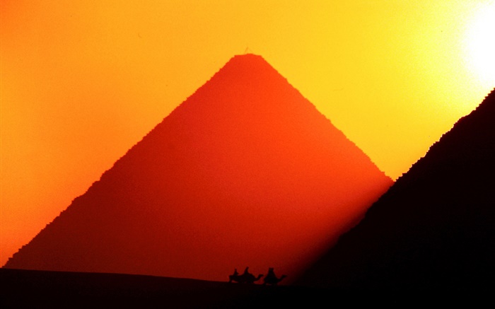 이집트, 기자, 피라미드, 일몰 배경 화면 그림