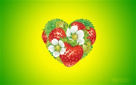 심장, 꽃, 딸기, 창조적 인 디자인을 사랑 HD 배경 화면