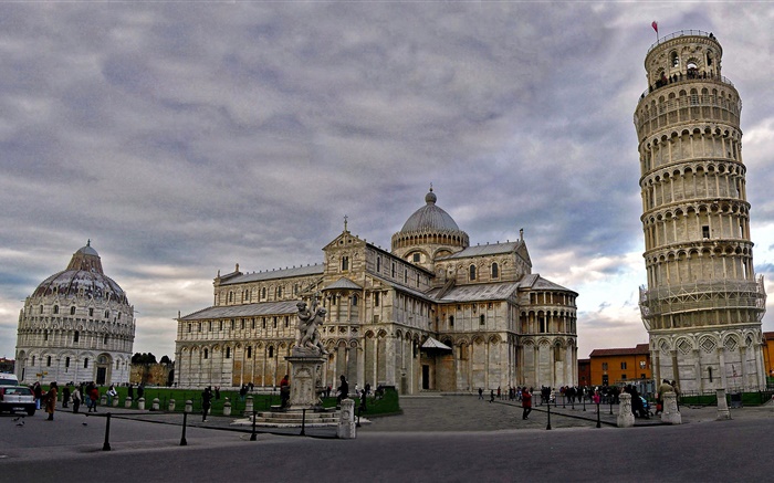 성당, 피사 leaning 타워, 이탈리아, 도시 배경 화면 그림