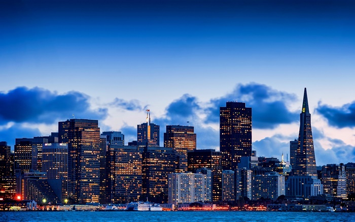 도시 황혼, 고층 빌딩, 샌프란시스코, 캘리포니아, 미국 배경 화면 그림