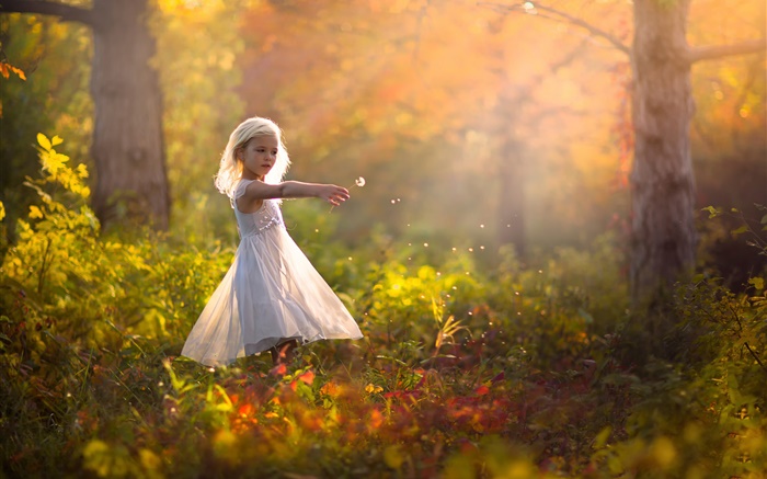 귀여운 소녀 숲, 어린이 배경 화면 그림