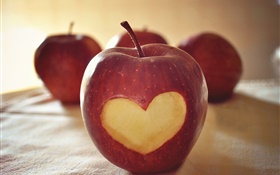 빨간 사과, 사랑의 마음 HD 배경 화면