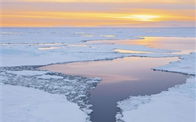 겨울, 호수, 설, 일몰 HD 배경 화면