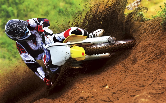 스즈키 오토바이 경주, 먼지, 드리프트 배경 화면 그림