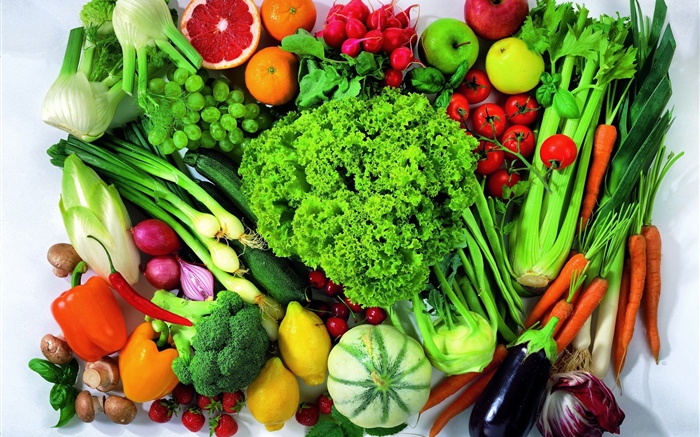 많은 종류의 야채와 과일 배경 화면 그림