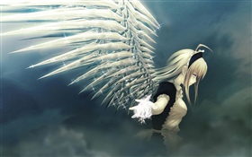 애니메이션 소녀, 천사, 날개, 빛나는