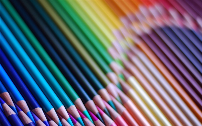 다채로운 연필, 흐릿한 배경 화면 그림