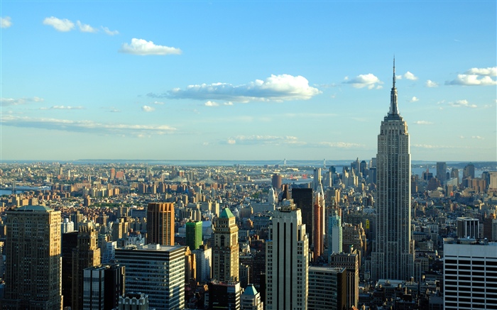 뉴욕, 도시, 고층 빌딩, 하늘, 구름, 미국 배경 화면 그림