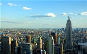 뉴욕, 도시, 고층 빌딩, 하늘, 구름, 미국