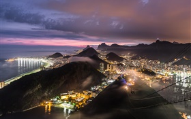 브라질, 밤, 탑 뷰, 도시, 조명 HD 배경 화면