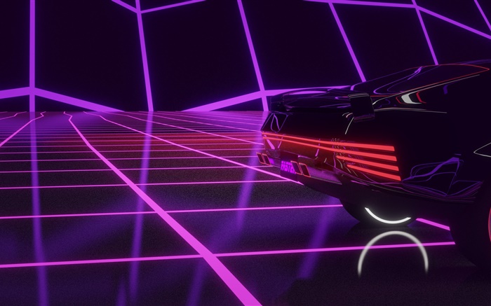 사이버 펑크 2077, 라이트 라인, 자동차 배경 화면 그림