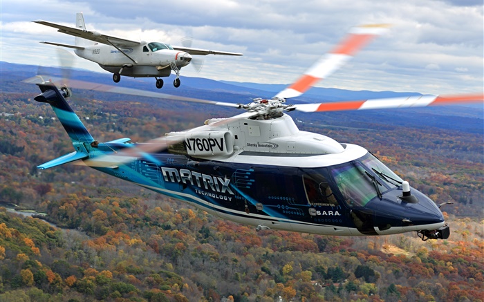 헬리콥터, 비행기, 비행 배경 화면 그림
