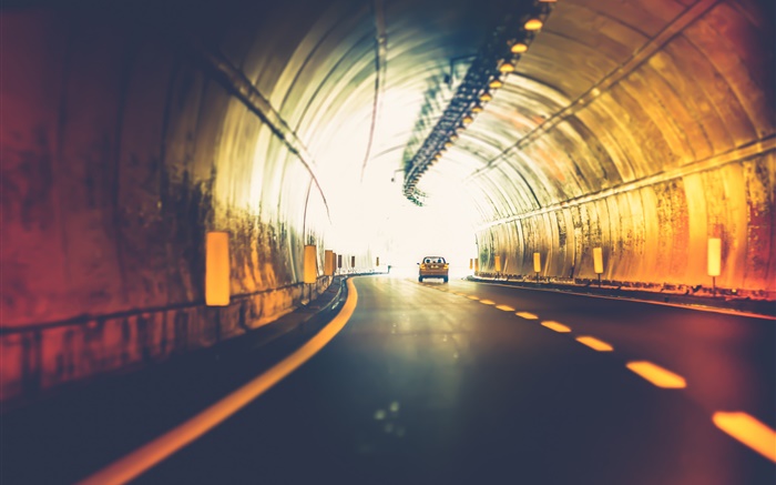 터널, 자동차, 빛, 도로 배경 화면 그림